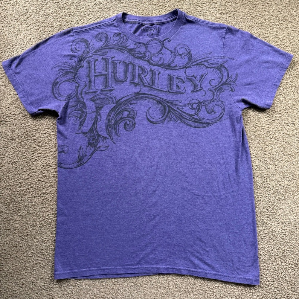 Y2K Hurley T-Shirt Men's Medium Purple Skater Grunge